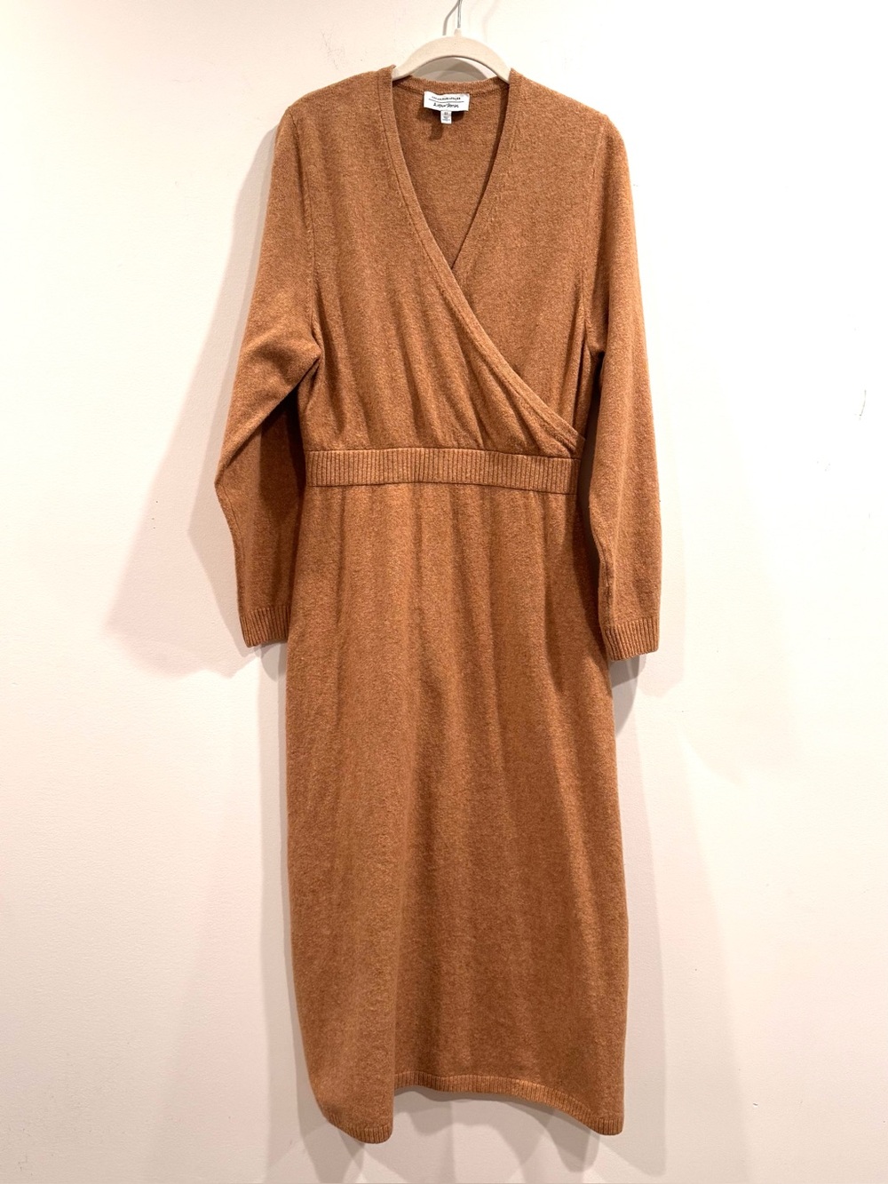 & Other Stories Los Angeles Atelier Camel Knit Wrap Maxi Dress S Wool Blend